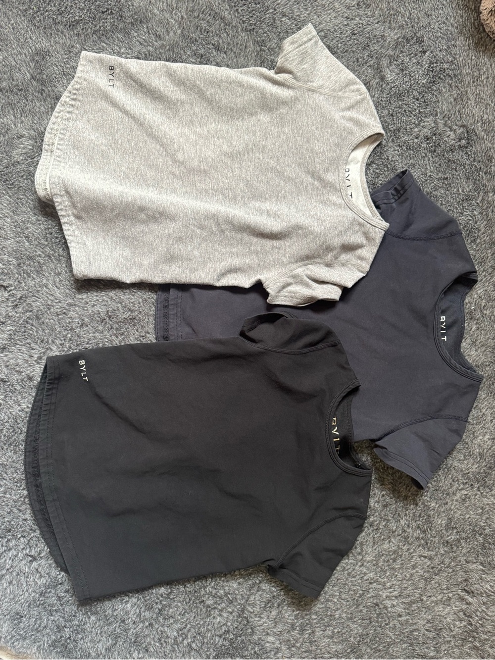 3-Pack BYLT Short Sleeve Crew Tees in Black, Heather Gray, and Navy